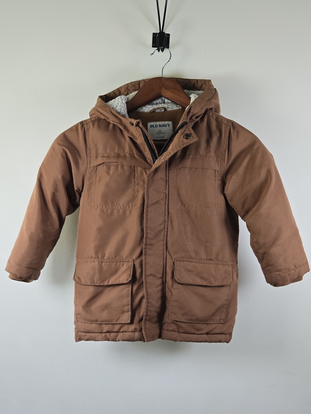 Old Navy Boys Brown Hooded Winter Coat, 5T